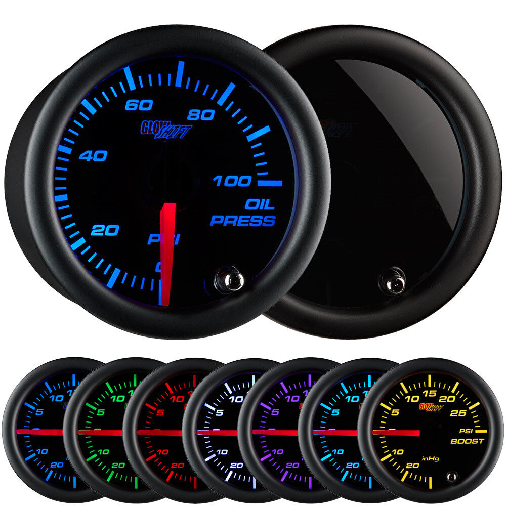 52mm GlowShift Tinted 7 Electronic Oil Pressure PSI Gauge w 7 Color LED Display