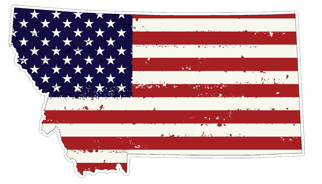 Montana State (J27) USA Flag Distressed Vinyl Decal Sticker Car/Truck Laptop