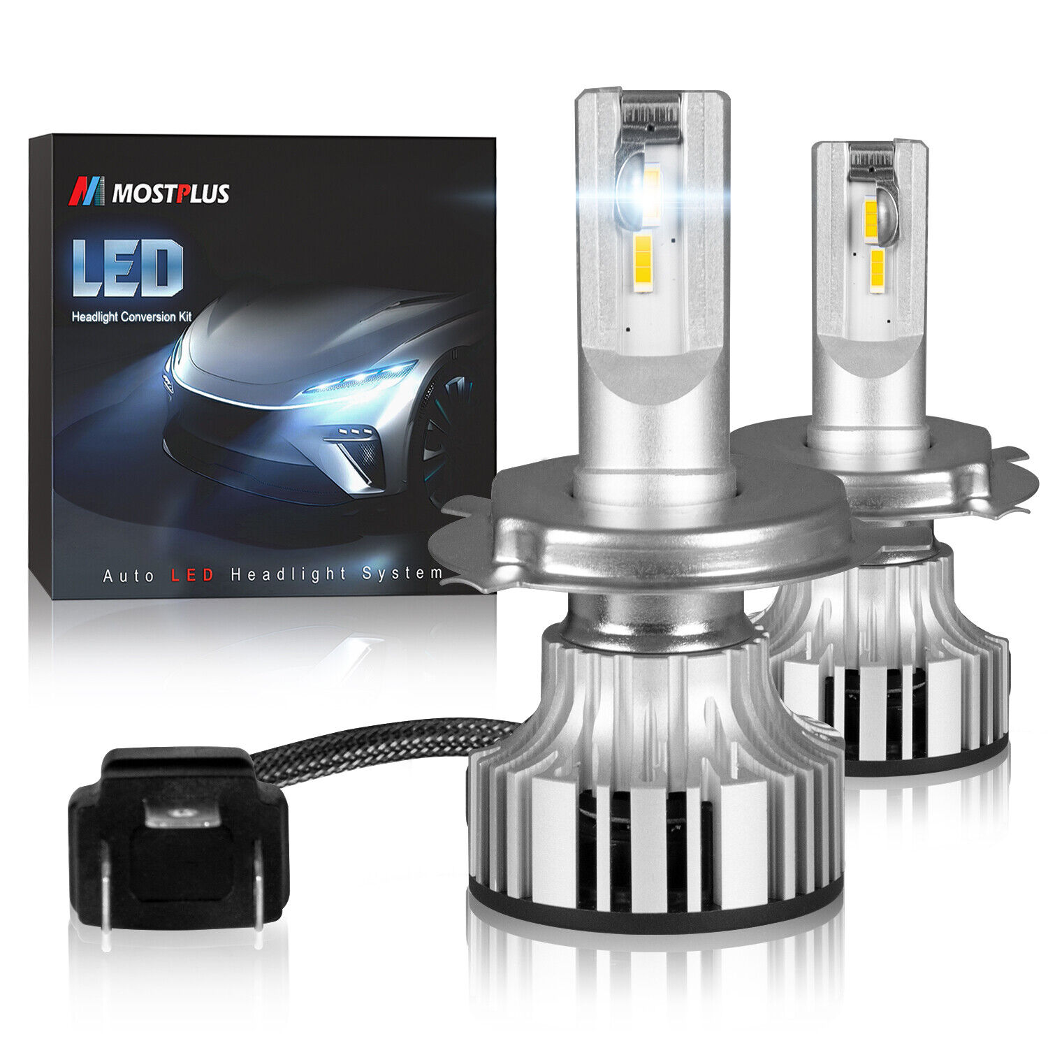 8000LM 80W LED Headlight H4 9003 High & Low Bulbs w/ TX1860 Chips 6000K White