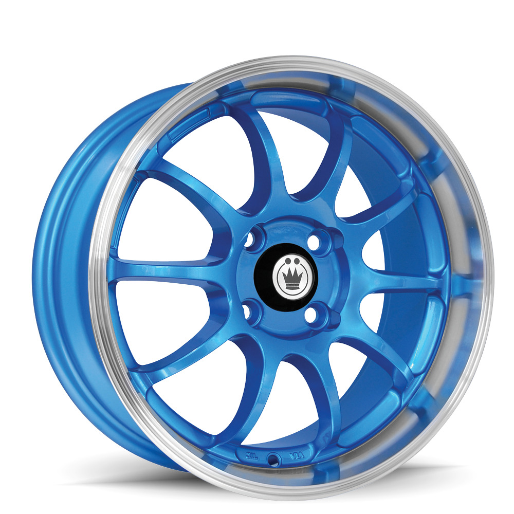 1 New Blue With Machined Lip Konig Lightning 15X7 38 4-100 Wheel