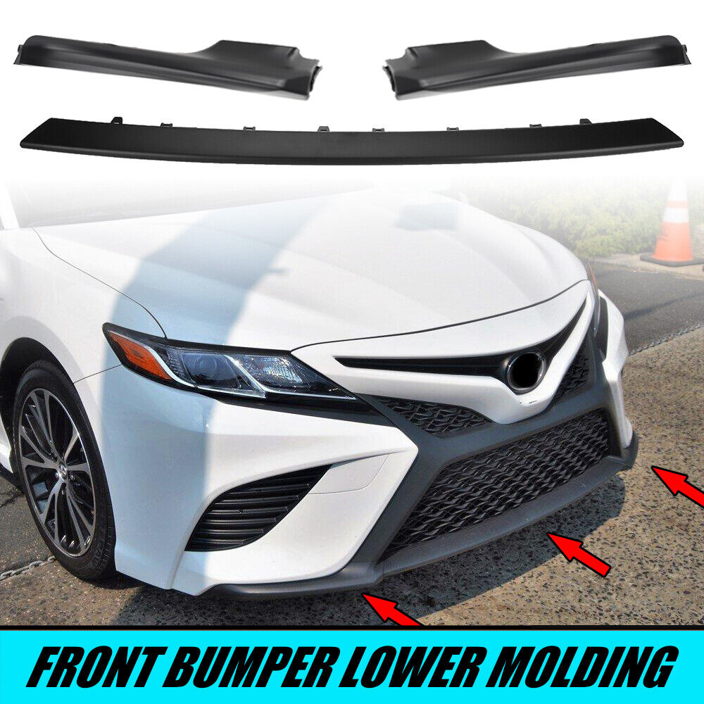 Fits 2018-2020 TOYOTA CAMRY SE XSE Front Bumper Grille Lower Trim Molding 3PCS