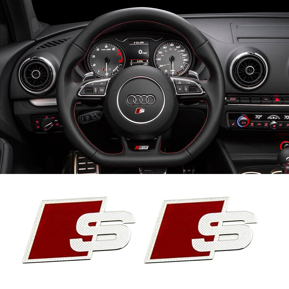 2X Audi Steering Wheel Logo Sticker Remote Key Badge fit S A4 S4 A6 Q7 QUATTRO