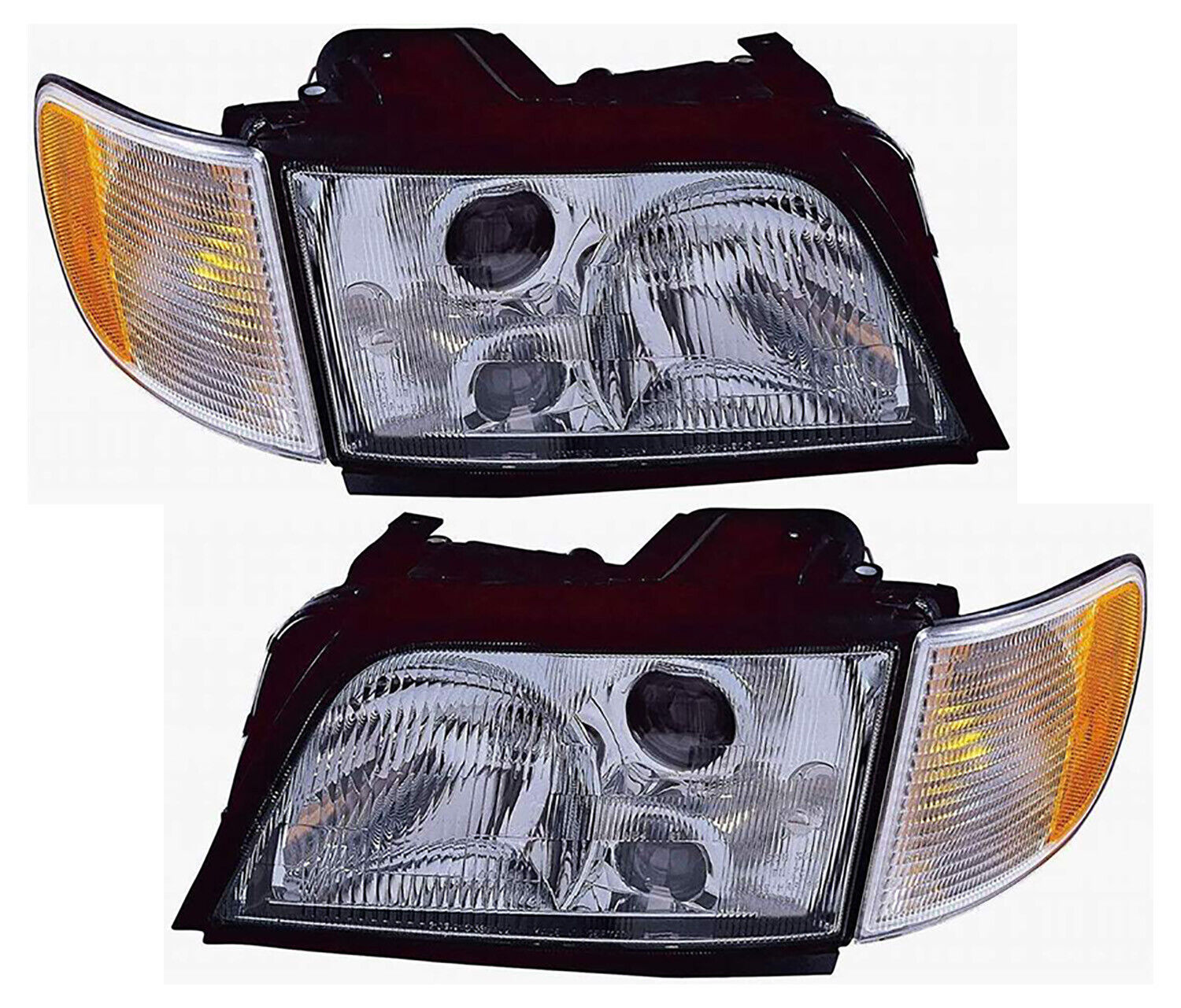 For 1995-1997 Audi A6 S6 Headlight Halogen Set Driver and Passenger Side