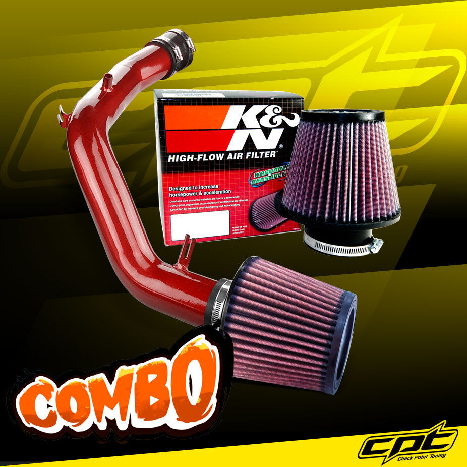 For 01-05 VW Jetta 1.8T 1.8L 4cyl Red Cold Air Intake + K&N Air Filter