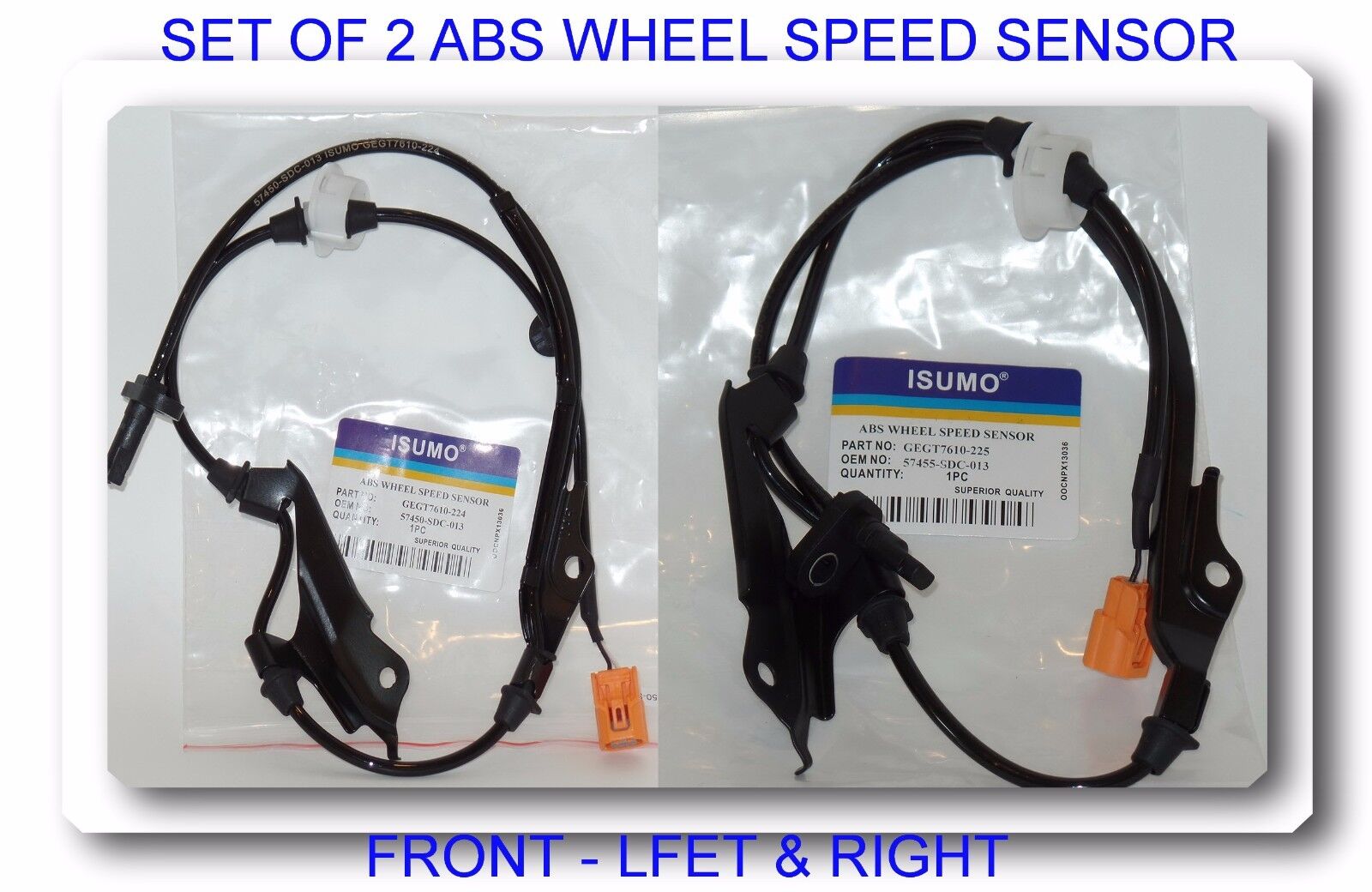 Set 2 ABS Speed Sensor Front Right & Left Fit Acura TSX 04-08 Honda Accord 03-07
