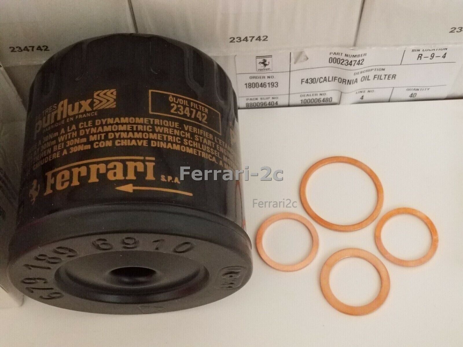 Genuine Ferrari Oil Filter Kit F430 & California 234742 w/ Gaskets Washers F 430