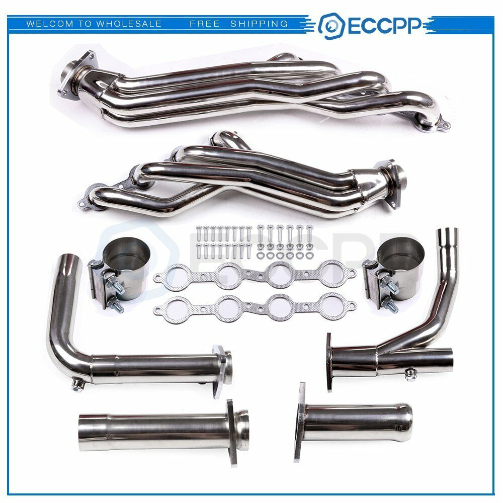 FOR CHEVY/GMC GMT900 4.8/5.3/6.0 STAINLESS STEEL LONG TUBE HEADER EXHAUST+Y-PIPE