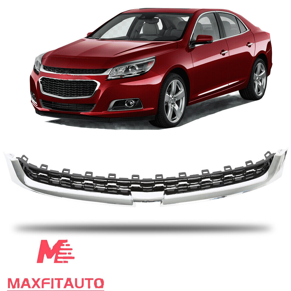 Fits Chevrolet Malibu 2014-2016 Front Upper Radiator Grille Chrome and Black