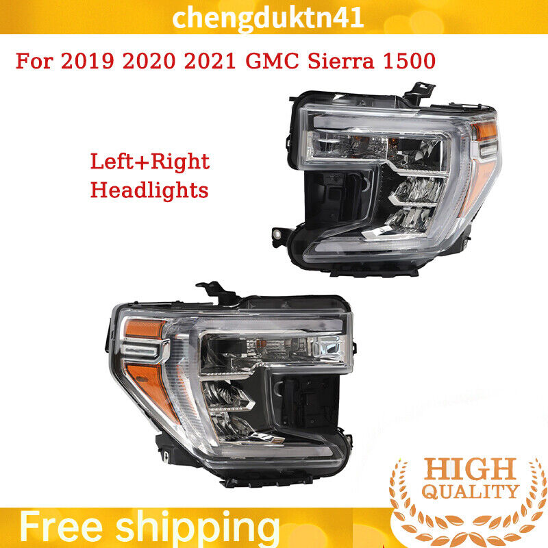 For GMC Sierra 1500 Halogen LED DRL Headlights Headlamps Front Left + Right Side