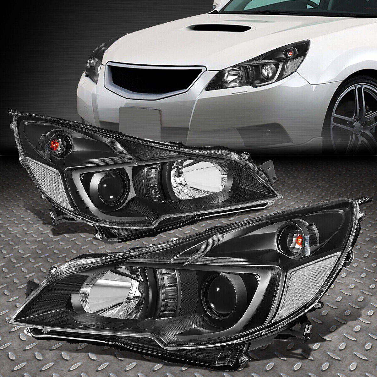 FOR 10-14 OUTBACK LEGACY BLACK HOUSING CLEAR CORNER PROJECTOR HEADLIGHT LAMPS