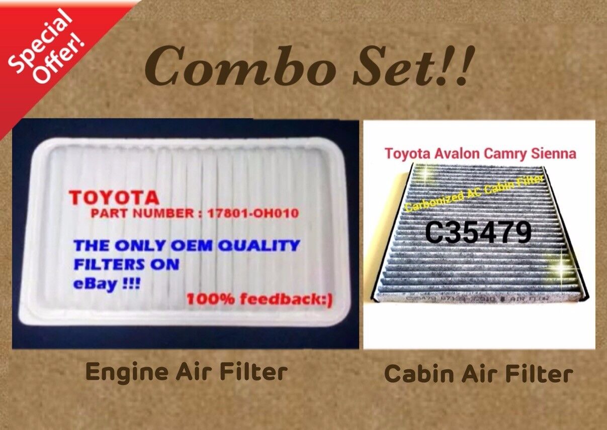  Engine&Carbonized Cabin Air Filter Combo Set For SIENNA CAMRY RX350 ES330 