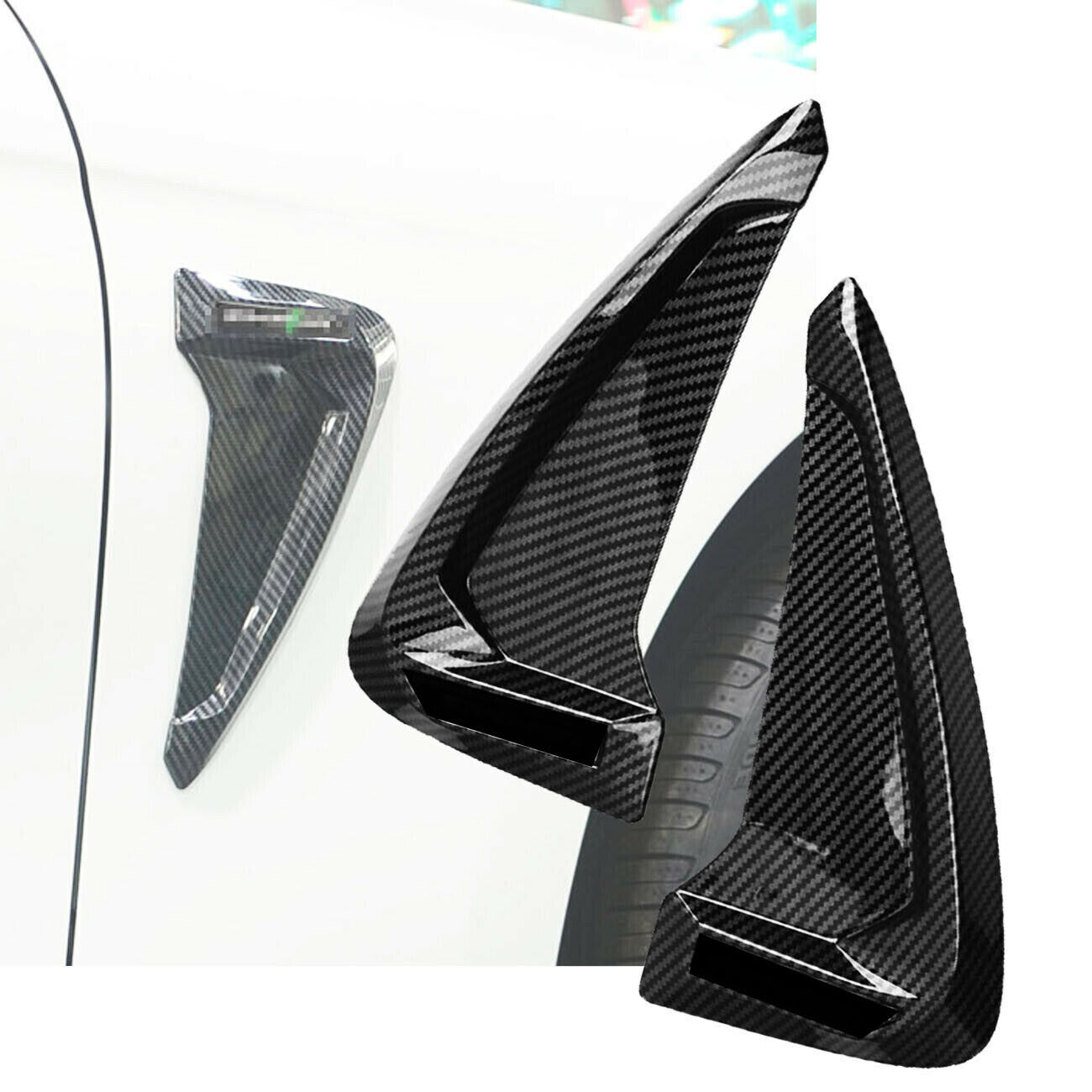 2Piece Sport Shark Side Fender Carbon Dipping Print Black Decoration A P V W