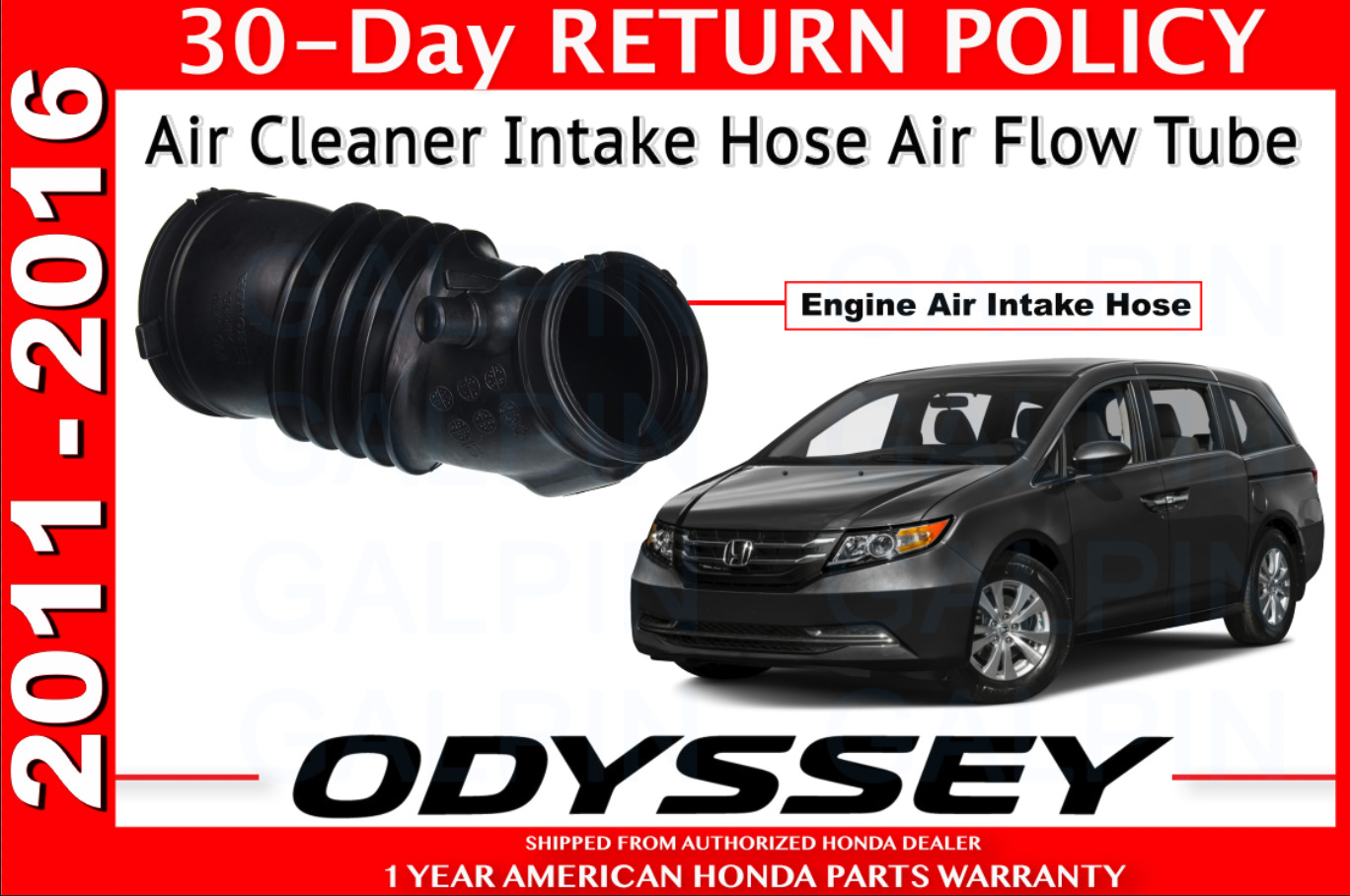 Genuine Honda Odyssey Air Cleaner Intake Hose Air Flow Tube (11-16) 17228RV0A00