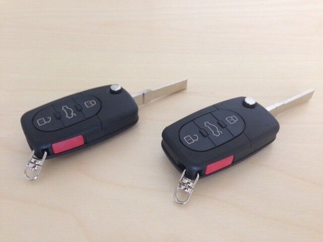 2 X BRAND NEW AUDI A4 A6 A8 TT KEY FOB REMOTE SHELL WITH LOGO and PANIC 