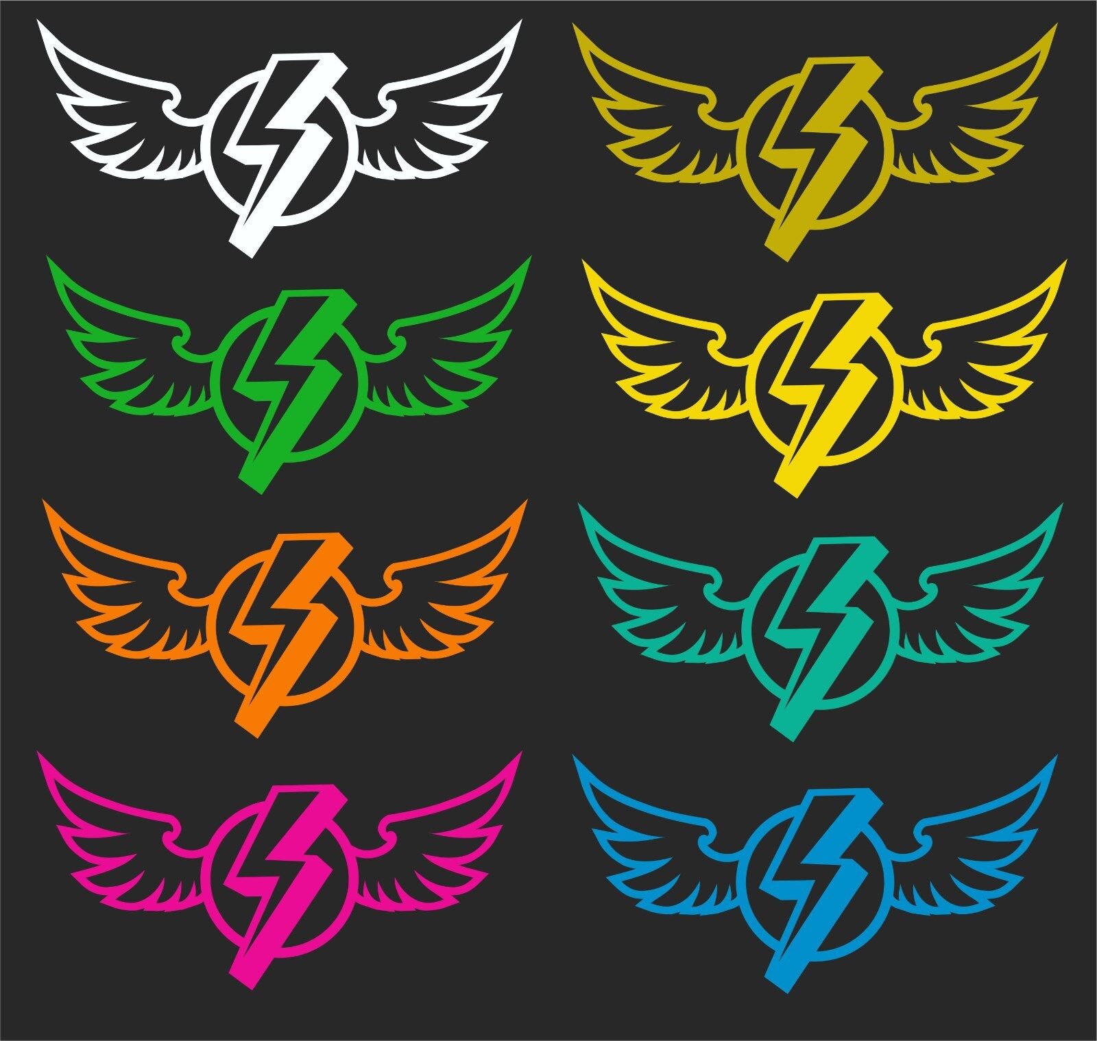WINGED LIGHTNING BOLT  CAR  DECAL.2 FOR 1 PRICE..PICK YOUR SIZE AND COLOR ....