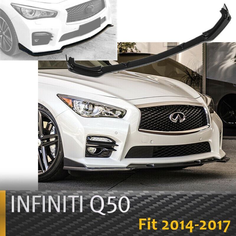For 2014-2017 Infiniti Q50 Sport Glossy Black Front Bumper Lip Spoiler Splitter