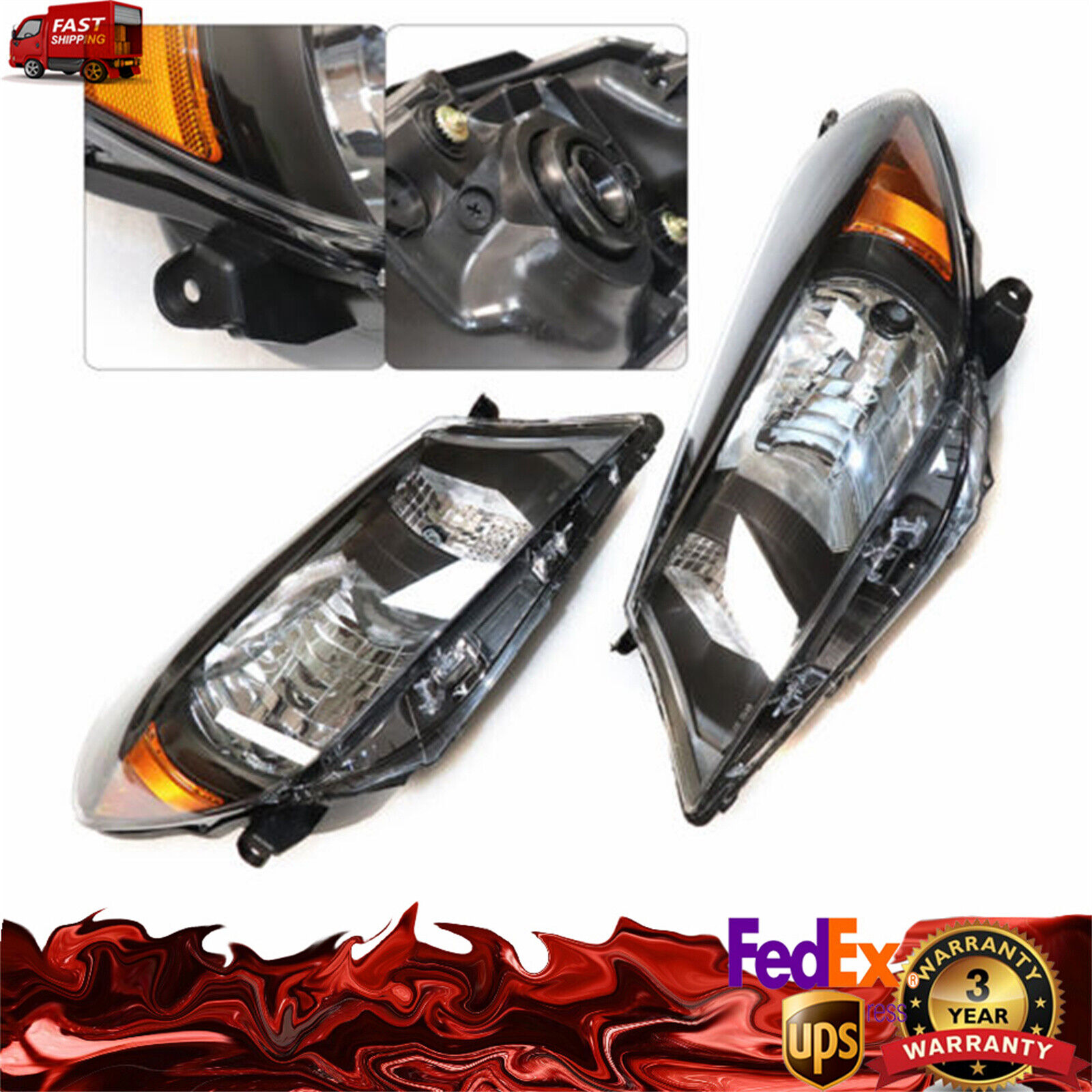 Pair For 2012 2013 2014 Toyota Yaris Hatchback Left+Right Headlights Headlamps