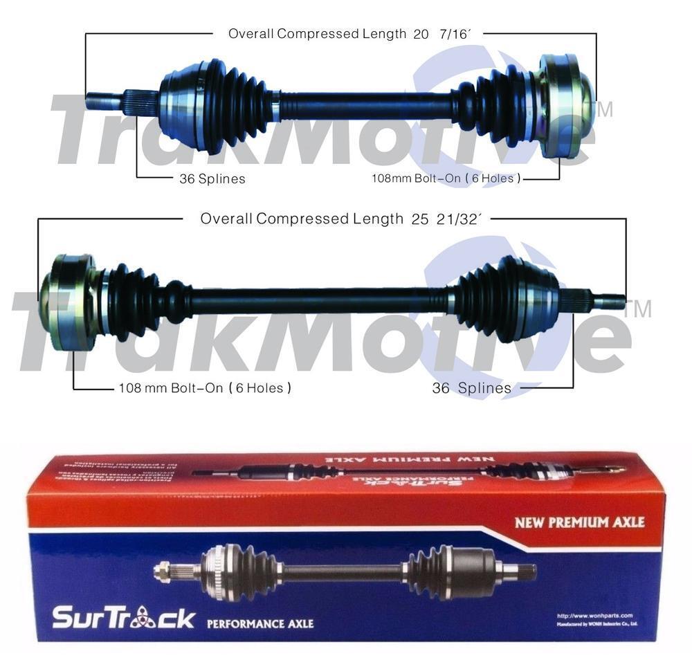 For TT Quattro 00-02 Pair Set of Front Left and Right Axle Shaft Assies SurTrack