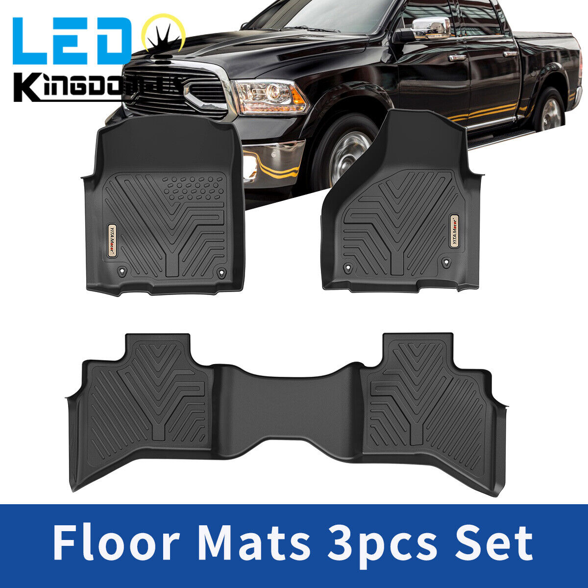 Floor Mats Liner for 12-18 Ram 1500 19-23 Classic Quad Cab All Weather Anti-Slip