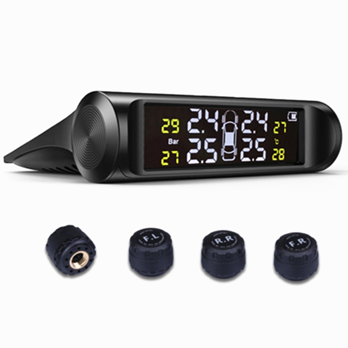 Car Tire Pressure Monitoring System Solar Device Sensor Temperature Alarm TPMS 