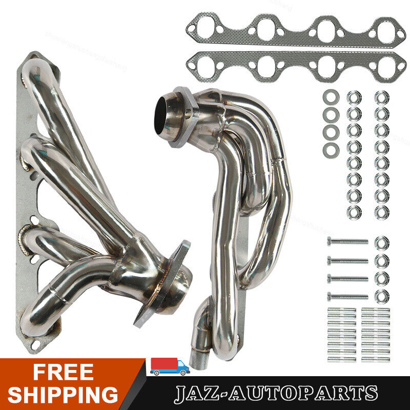 For 1987 - 1996 Ford F150 F250 Bronco 5.8L V8 Stainless Shorty Manifold Headers