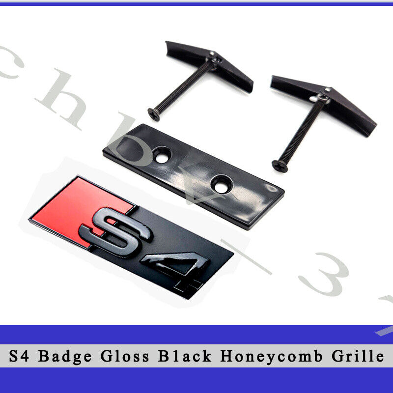 Audi S4 Front Grill Emblem Gloss Black for S4 A4 Honeycomb Grille Badge