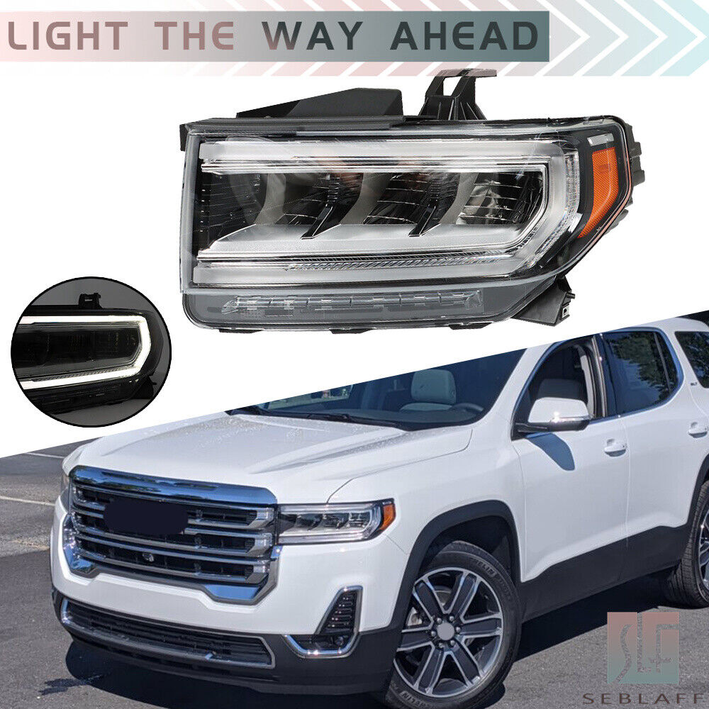 Left Headlight For 2020-2023 GMC Acadia SL/SLE Full LED Chrome Housing Clear