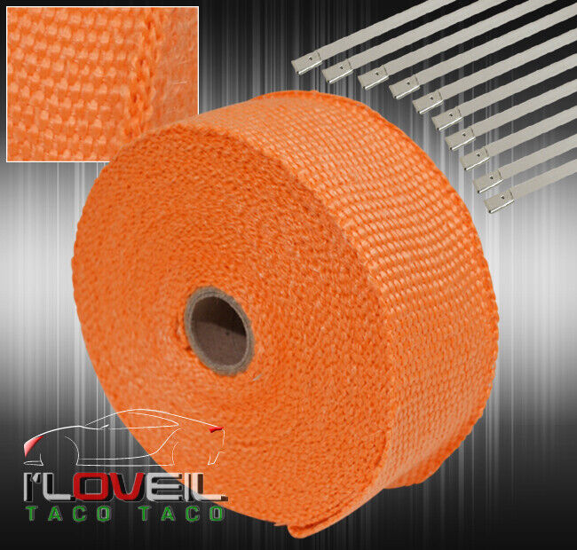 10M Header Intake Manifold Pipe Orange Thermal Heat Wrap Protection