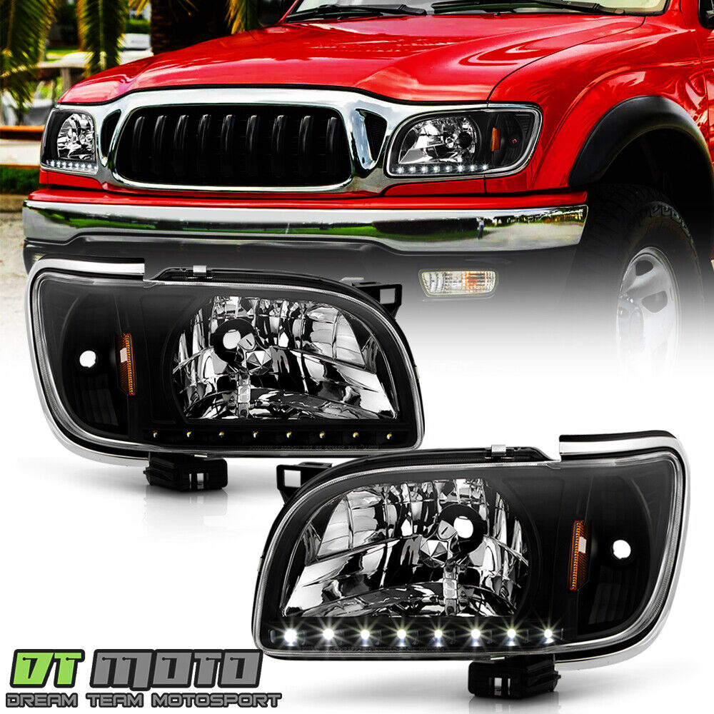 For Black 2001-2004 Toyota Tacoma DRL LED Headlights Built In Corner Lamps 01-04