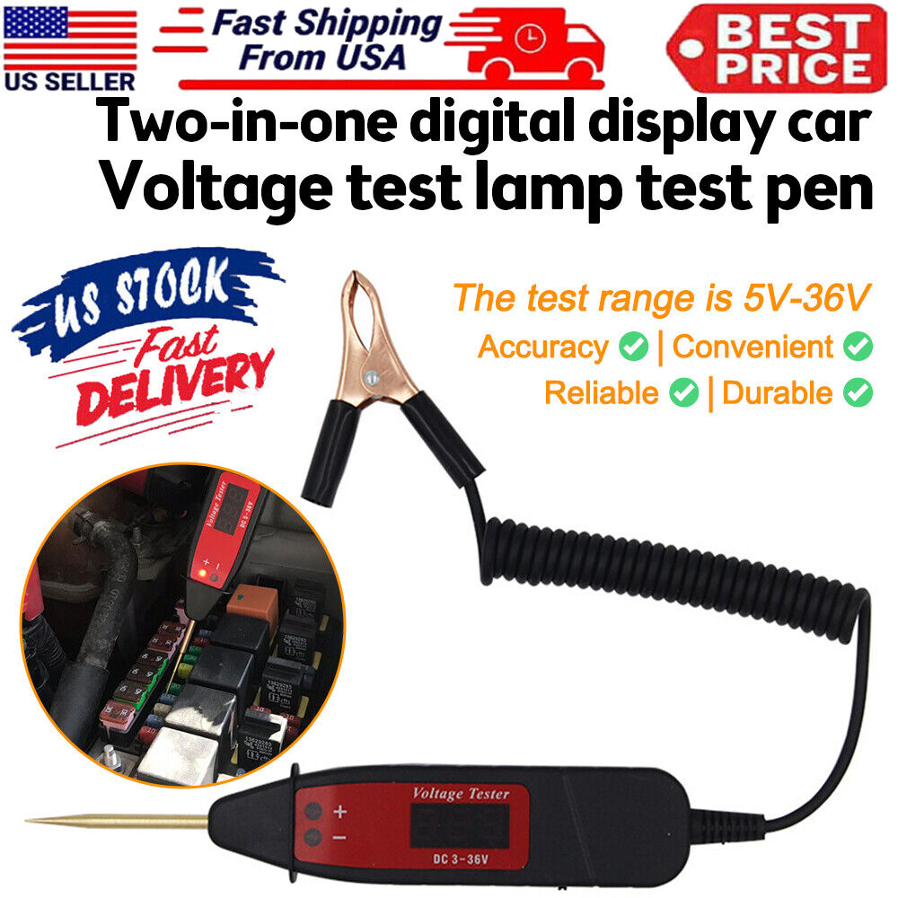 Car Digital Voltage Tester LCD Electric Test Pen Probe Detector With LED Light