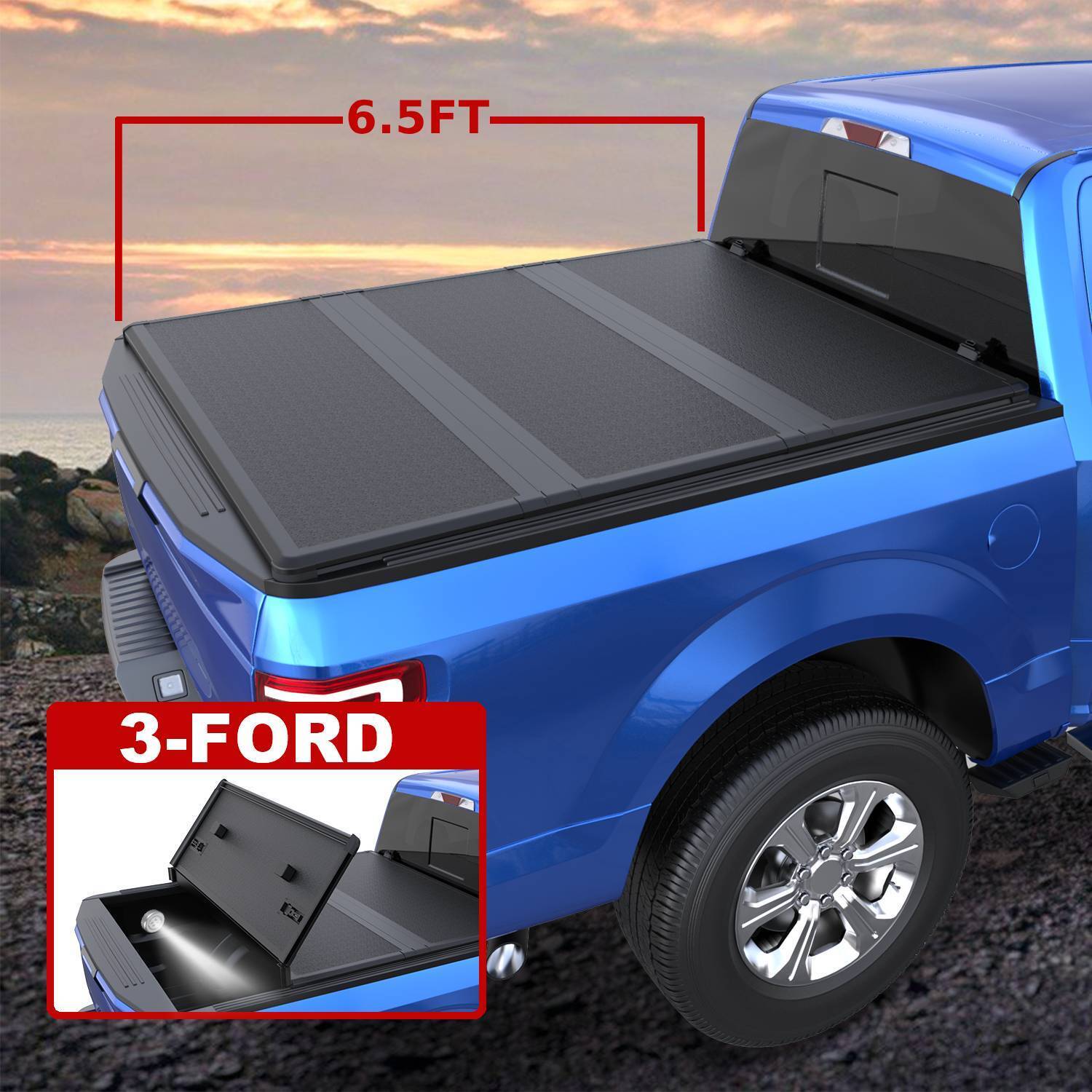 6.5FT Bed TRI-Fold Fiberglass Truck Tonneau Cover For 2016-2024 Nissan Titan XD