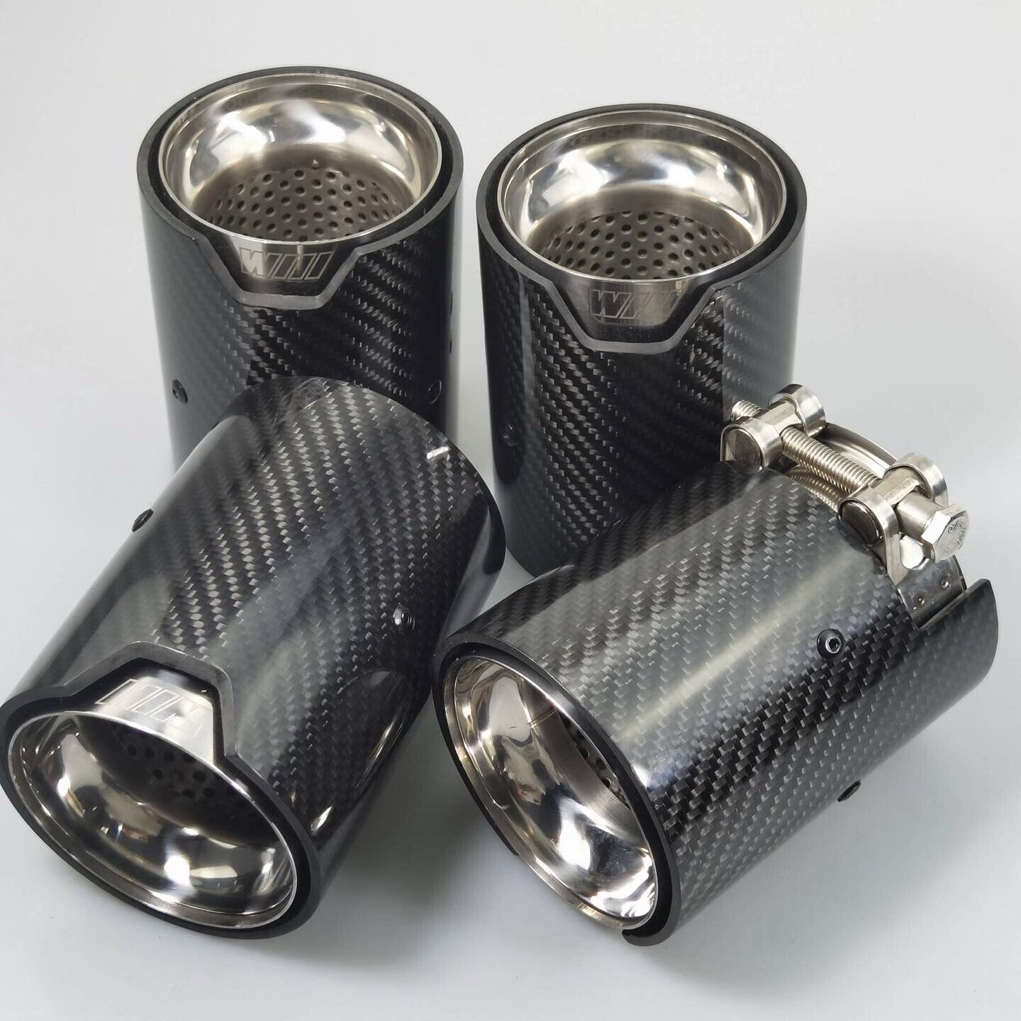 For BMW M5 F90 Carbon Fiber Silver Exhaust Tip 4PC