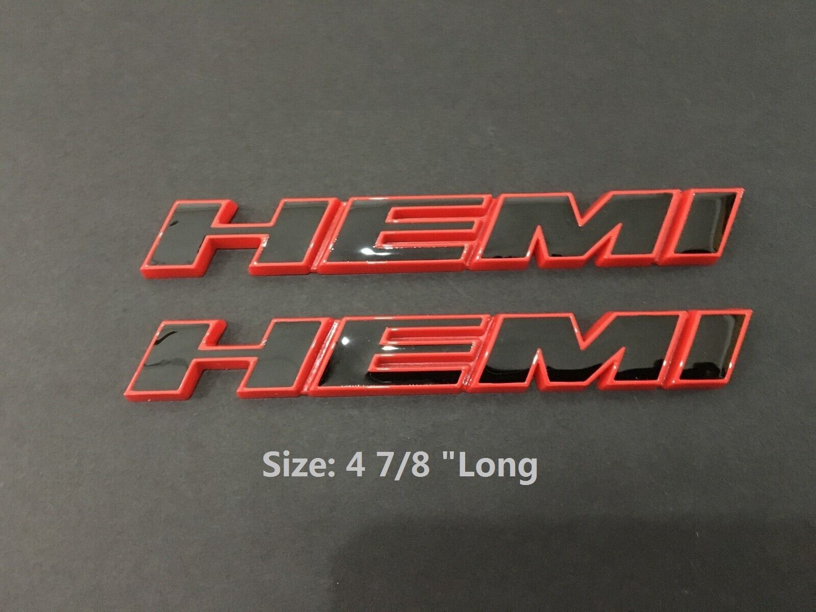2x OEM Hemi Emblems Badges Side  oblique for Challenger Chrysler L Red Frame