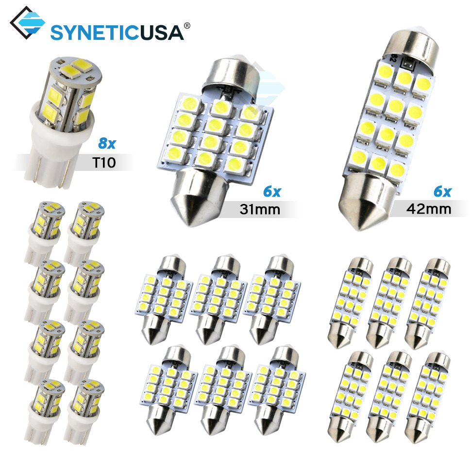 Syneticusa 20x Combo LED Car Interior Dome Map Door License Plate Lights White
