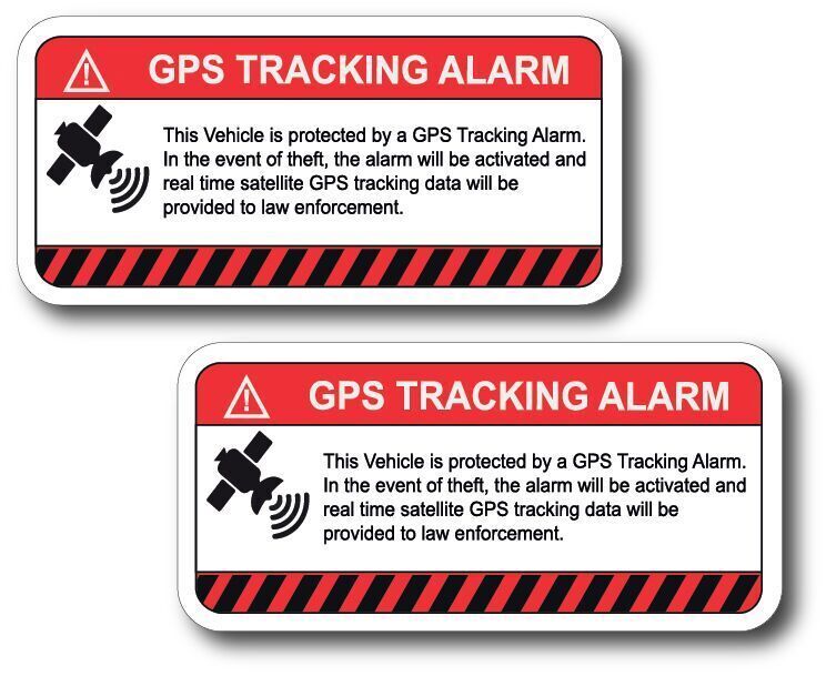 2x GPS Alarm Tracker Warning Sticker Decal Safety Car Truck Window Bumper RV Van