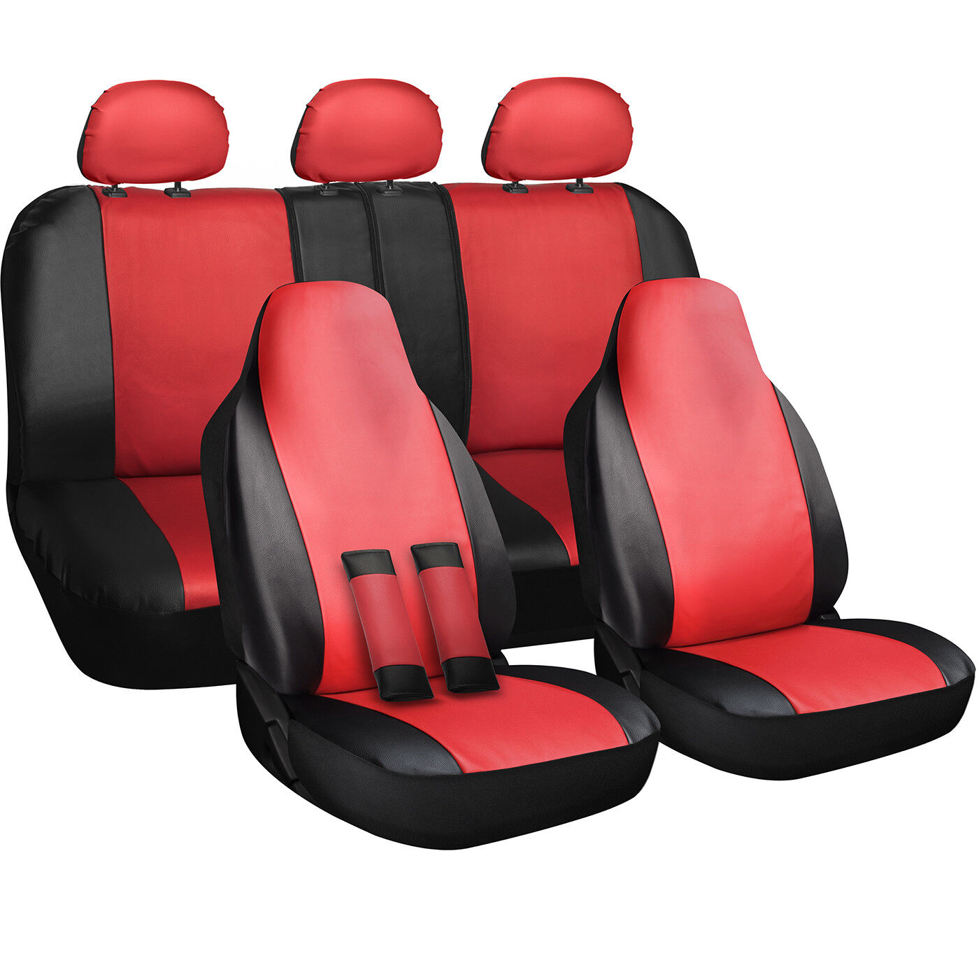Seat Cover Complete Set for Car Truck SUV Van - PU Leather - 10 Piece