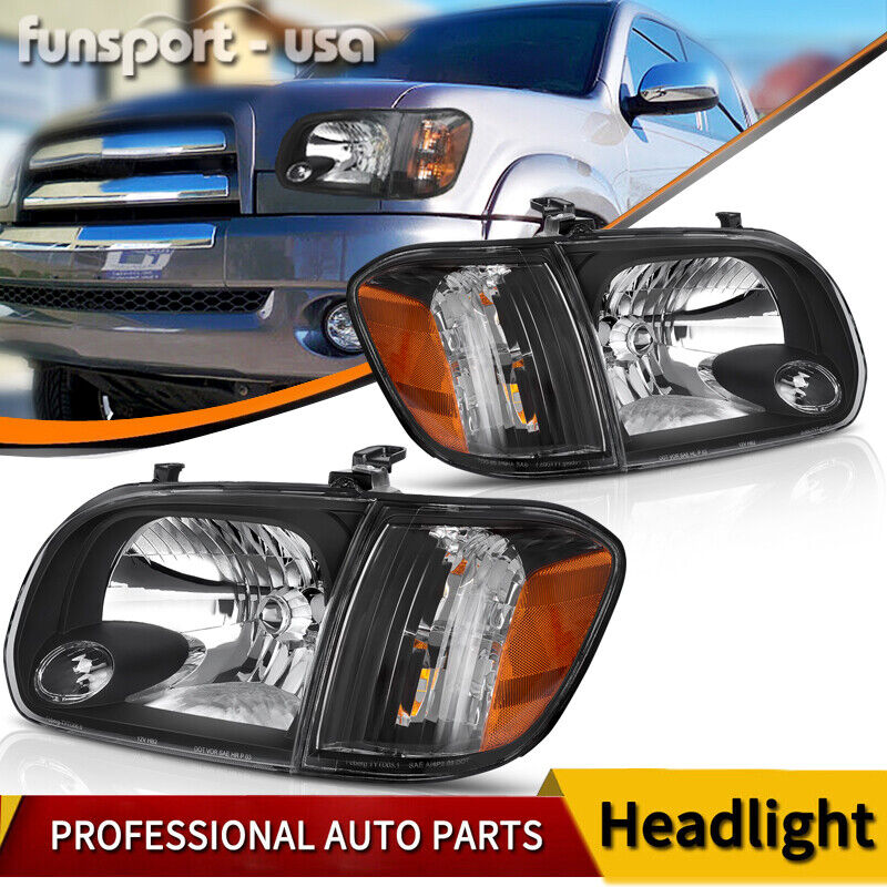 Headlights For 2005-2006 Toyota Tundra 05 06 07 Sequoia Headlamps+Corner Lamps