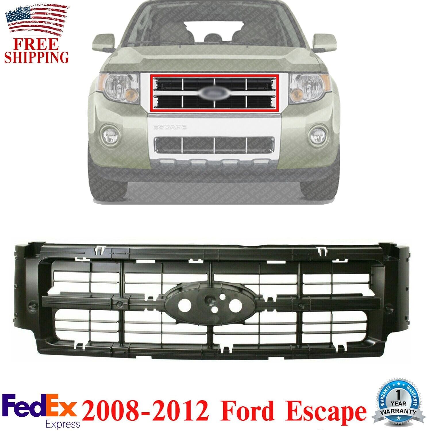 Front Grille Header Panel Reinforcement Plastic For 2008-2012 Ford Escape