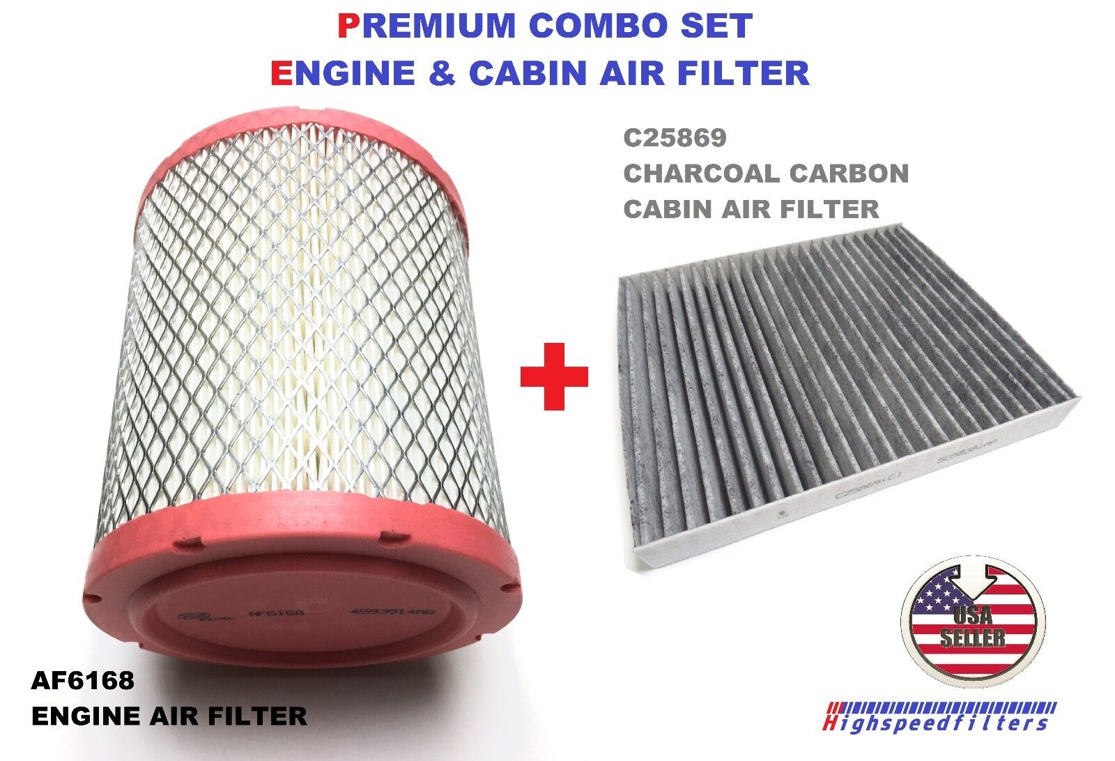 AF6168 C25869 ENGINE & CHARCOAL CABIN AIR FILTER COMBO FOR JEEP COMPASS PATRIOT