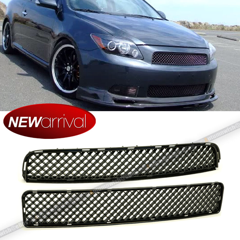 For Scion tC 05 -10 Upper Lower Badgeless ABS Black JDM VIP Mesh Grill Grille