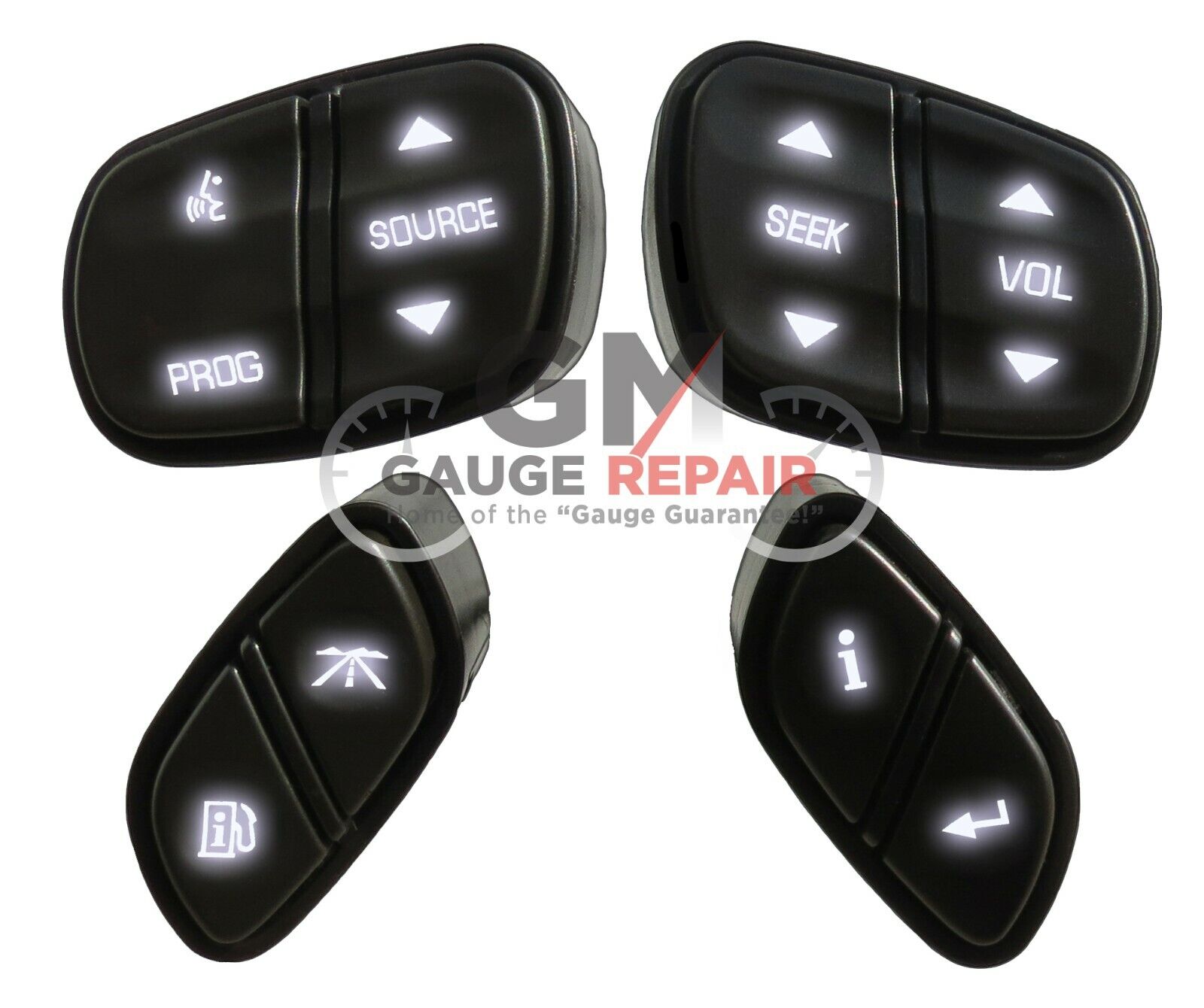 GM Chevrolet Steering Wheel Switches Controls Buttons New with White LEDs 4pc