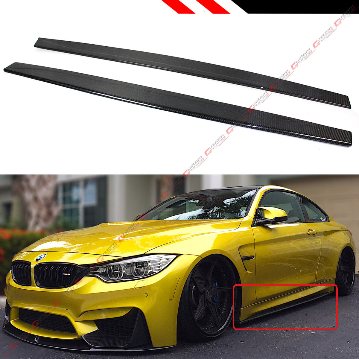For 2015-19 BMW M4 & F80 M3 Carbon Fiber Performance Style Side Skirt Extension