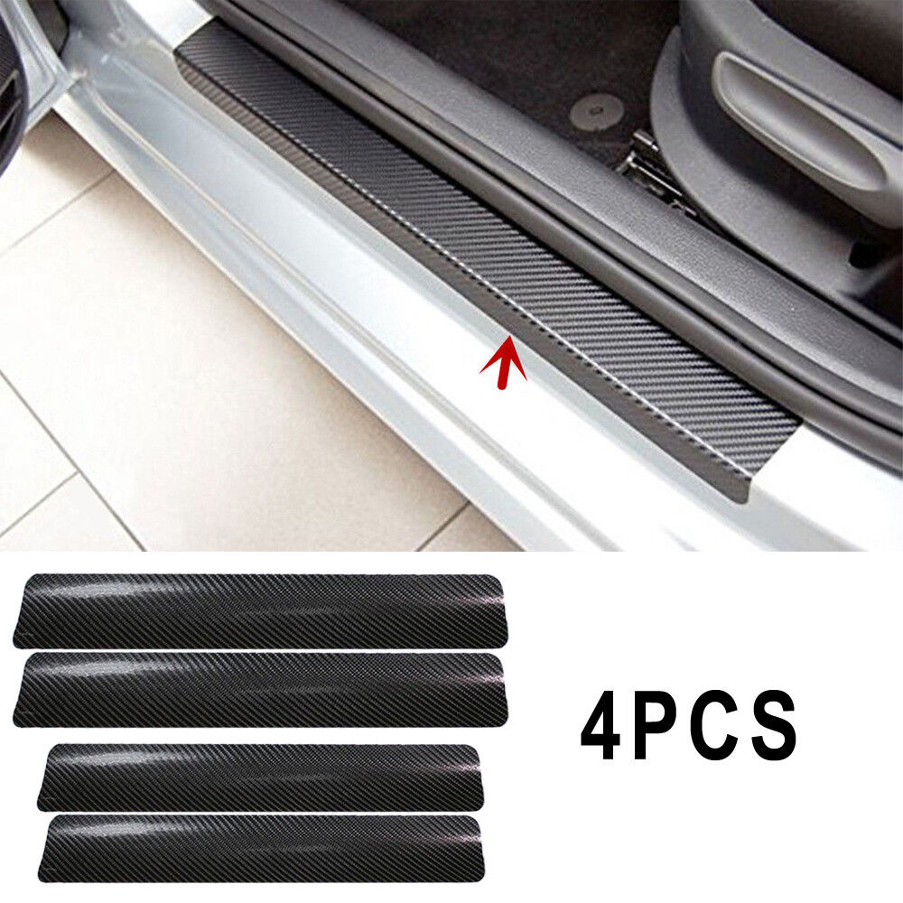 4 x Car Accessories Door Sill Scuff Welcome Pedal Protect Carbon Fiber Stickers