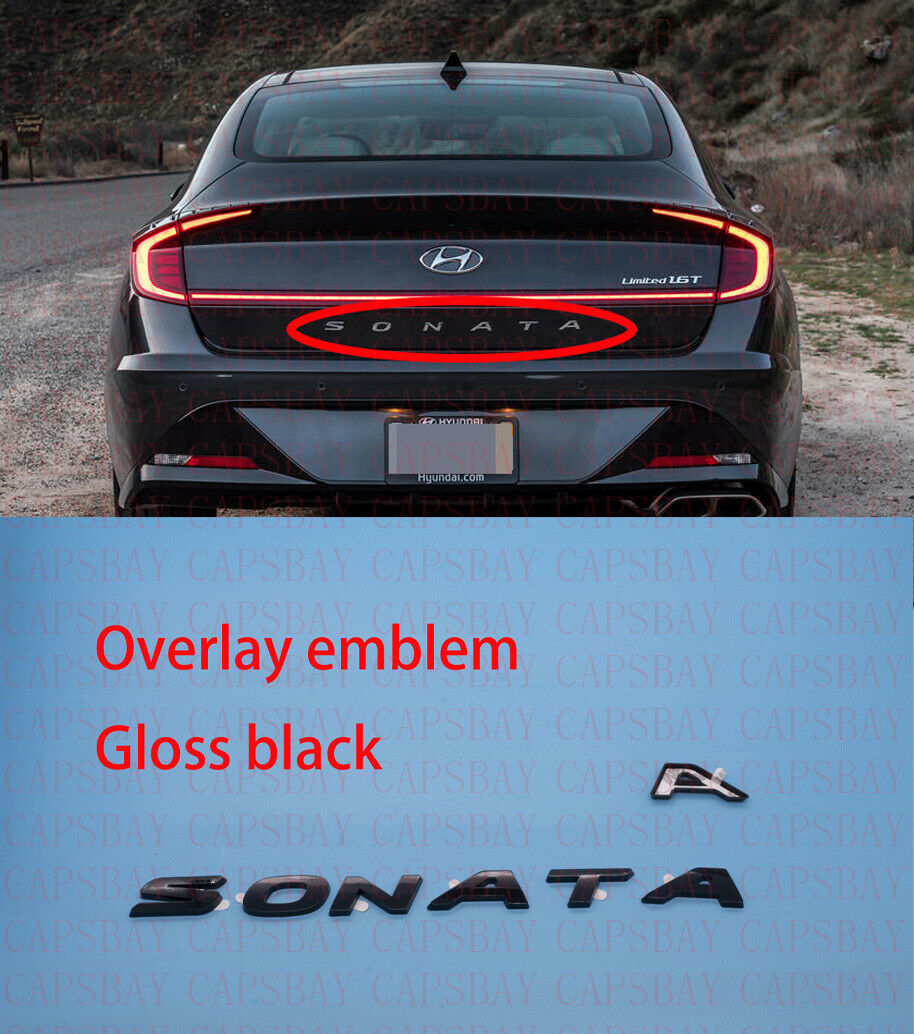 Glossy Black Rear SONATA Overlay Emblem Badge For Hyundai Sonata 2020-2022