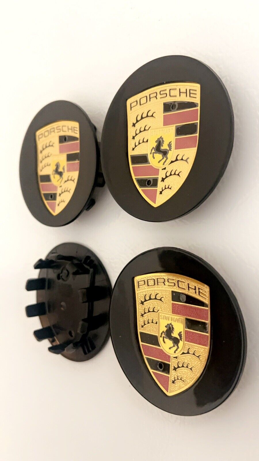 76mm Porsche Center Caps GLOSS Black CONCAVE  New(PRICE = SET OF 4 ) 'N