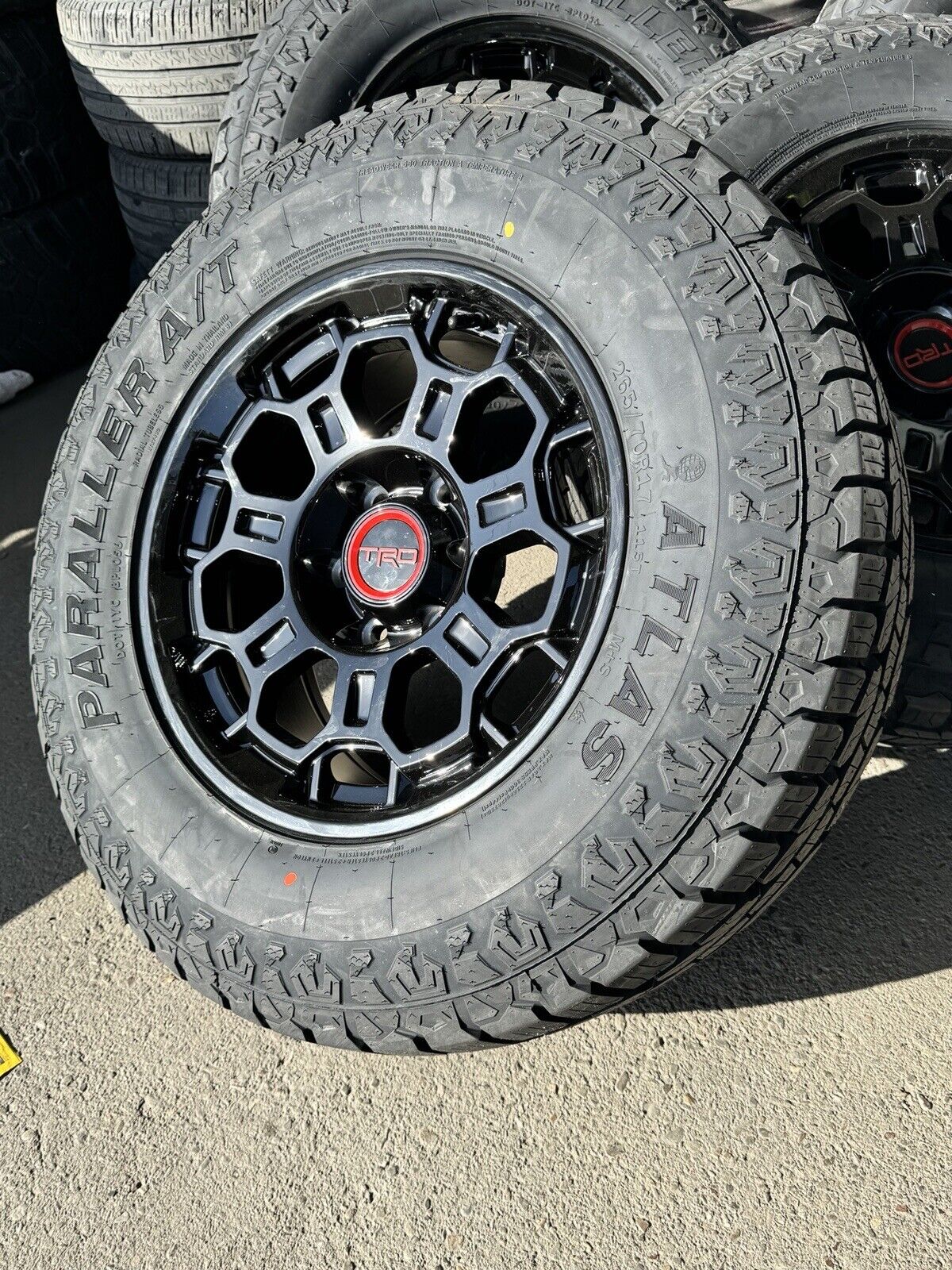 17x8 TRD Pro Style Gloss Black Wheels Rims AT Tires Toyota Tacoma FJ Cruiser 5mm