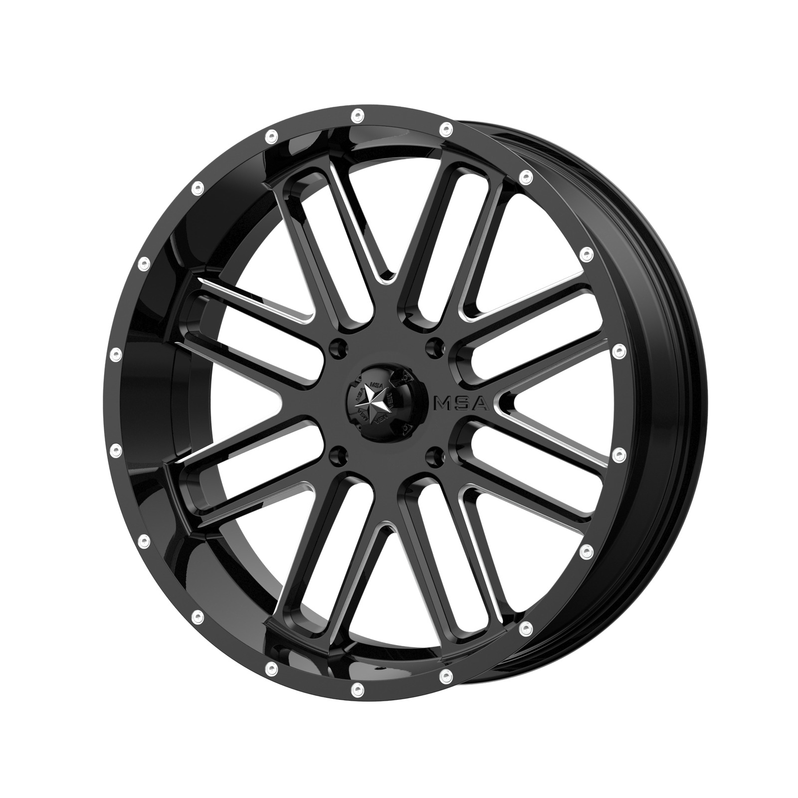 1 New 20X7 0 4X137 MSA Offroad Wheels M35 Bandit Gloss Black Milled Wheel/Rim