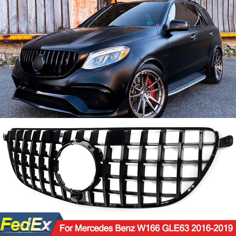 For Mercedes Benz W166 GLE63 AMG 2016-2019 GT R Front Bumper Grille Gloss Black