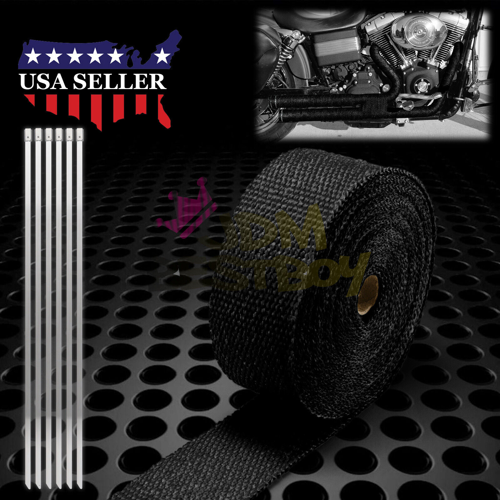 Black Exhaust Pipe Insulation Thermal Heat Wrap 2\