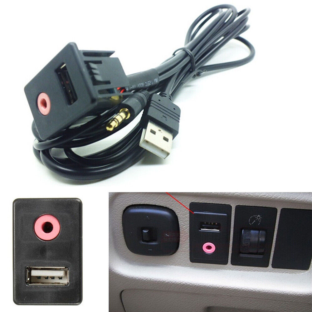 Auto AUX USB Port Socket 3.5mm Plug Adapter USB Charger Audio Earphone Input Kit